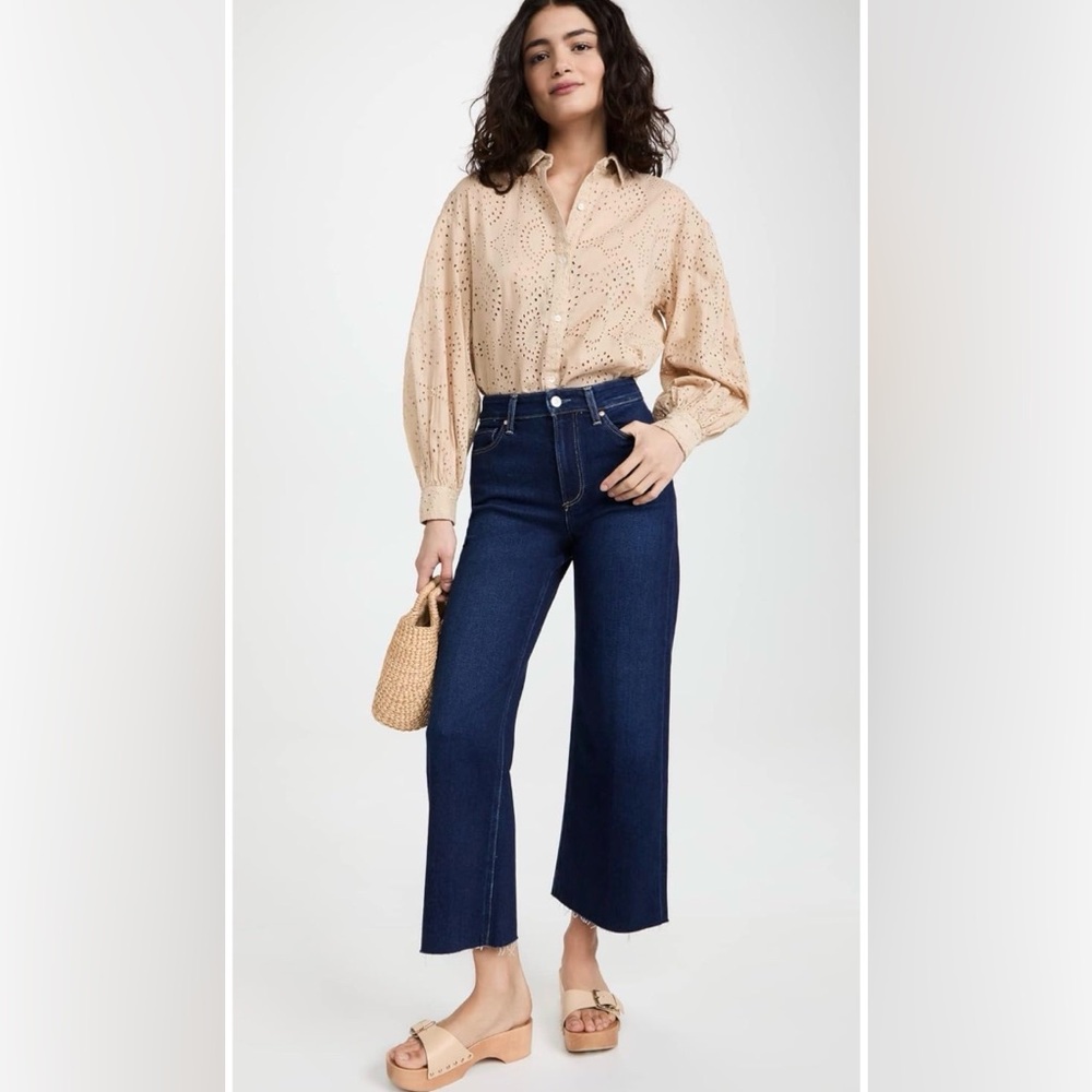 PAIGE Anessa Wide Leg Dark Denim Jeans 33